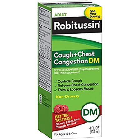 Robitussin Cough & Chest Congestion DM Raspberry -- 4 fl oz