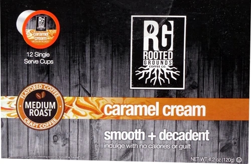 Café Caramel Cream Rooted Grounds em Cápsulas K-Cup - 12 Unidades (Aprox. 150g)