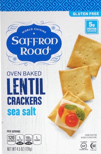 Biscoitos de Lentilha Assados Saffron Road Sal Marinho 128g: Sabor e Nutrição