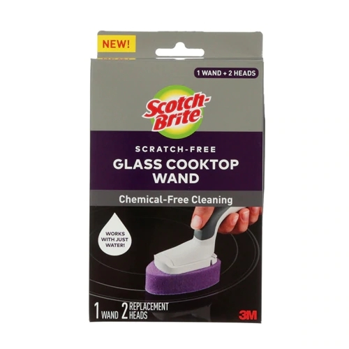 Scotch-Brite Limpador Mágico para Fogão de Vidro com 2 Refis (1 Bastão + 2 Cabeças) - Brilho Sem Arranhões