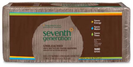 Seventh Generation 100% Recycled Napkins Unbleached 1-ply -- 500 Sheets