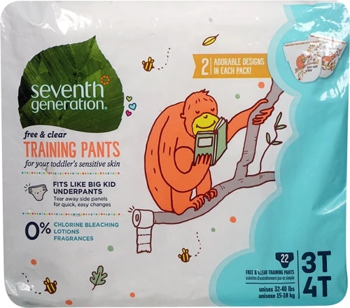 Fraldas de Treinamento Seventh Generation Baby™ Free & Clear - 3T-4T (22 Unidades - Aproximadamente 15-18kg)