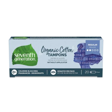 Seventh Generation Chlorine Free Organic Cotton Tampons Regular -- 20 Tampons