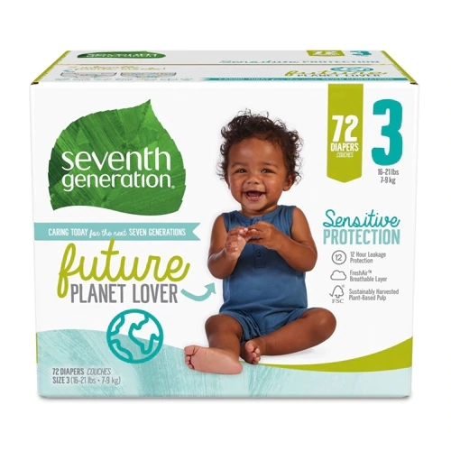 Fralda Seventh Generation Tamanho M (Etapa 3) - 72 Unidades (8-14 kg) - Pele Sensível