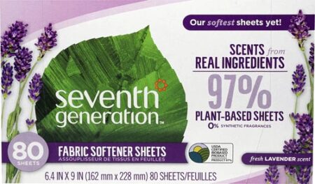 Seventh Generation Fabric Softener Sheets Fresh Lavender -- 80 Sheets