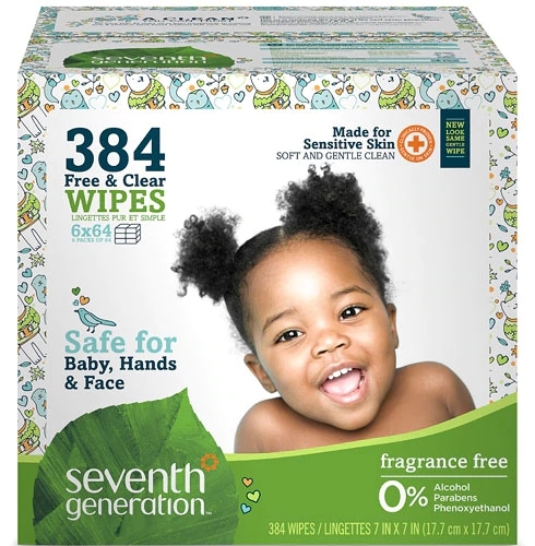 Lenços Umedecidos Bebê Seventh Generation Free & Clear Sem Perfume - 384 Unidades
