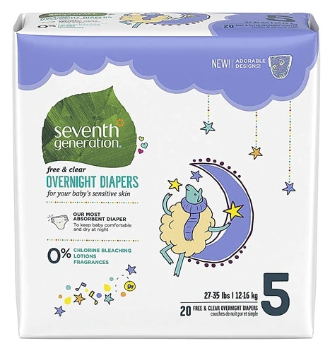 Fralda Noturna Seventh Generation Free & Clear Etapa 5 - 20 Unidades (22-35kg)