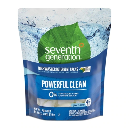 Detergente Lava-Louças Seventh Generation Free & Clear - 45 Pacotes (450g) - Limpeza Eficaz e Segura