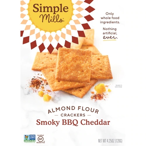 Biscoitos Sem Glúten Simple Mills Sabor Defumado com Queijo Cheddar e Farinha de Amêndoas - 120g