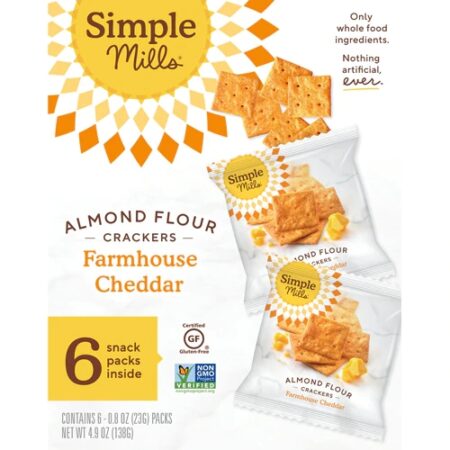 Simple Mills Farmhouse Cheddar Almond Flour Crackers -- 6 Packs