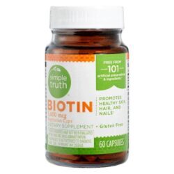 Simple Truth® Biotina 5000mcg - 60 Cápsulas: Saúde e Brilho para Cabelos, Pele e Unhas
