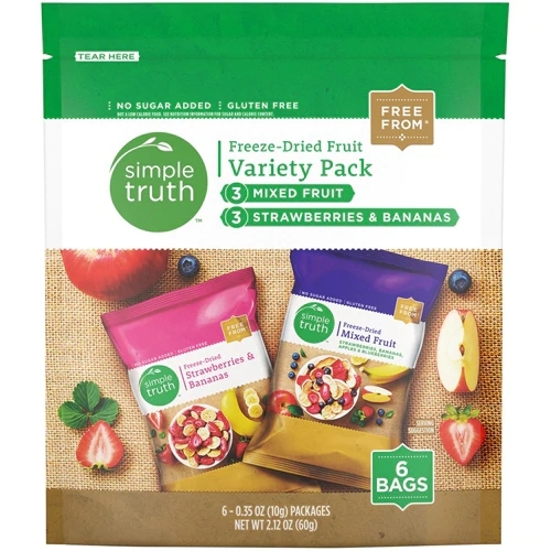 Simple Truth Frutas Liofilizadas Mistas & Morango e Banana 6x10g - Lanche Saudável Online