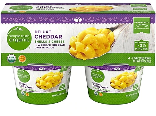 Simple Truth Organic Deluxe Cheddar Shells & Cheese - 4 Tigelas de 78g - Oferta Online