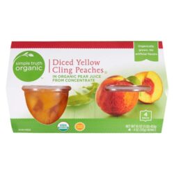 Simple Truth Pêssegos Orgânicos Picados Amarelos - 4 Tigelas de 113g Cada - Lanche Saudável