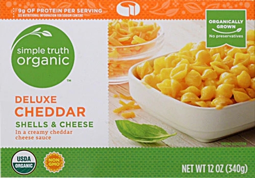 Simple Truth® Massa Orgânica Conchas & Queijo Cheddar Deluxe 340g - Refeição Rápida e Saudável para a Família