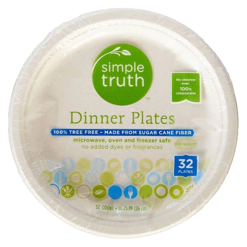 Simple Truth Pratos de Jantar Papel (26 cm) - 32 Unidades Compostáveis Ecológicos, Melhor Preço