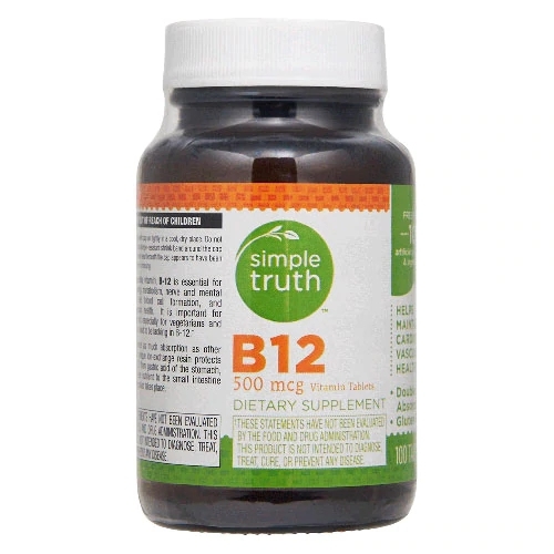 Simple Truth® Vitamina B12 500 mcg - 100 Tabletes: Energia e Bem-Estar Essenciais