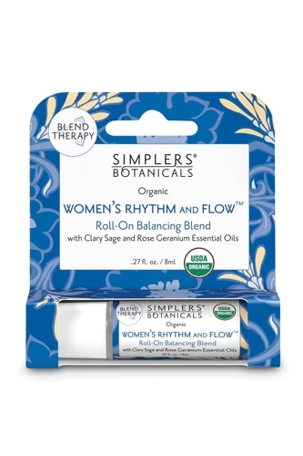 Óleo Essencial Roll-On Feminino Simplers Botanicals Rhythm and Flow - Sálvia Esclareia e Gerânio Rosa 27 ml