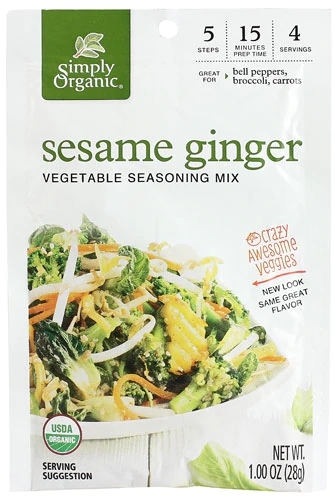 Tempero Orgânico Simply Organic Gergelim e Gengibre para Vegetais - 28g