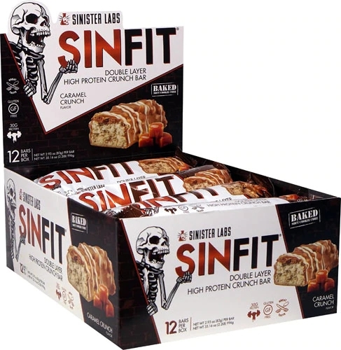 Sinister Labs SinFit Bar Caramel Crunch - Caixa com 12 Barras (Aprox. 680g)