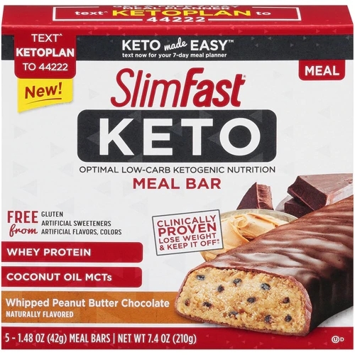SlimFast Keto Barra de Refeição Manteiga de Amendoim Chocolate Batido 210g - Perda de Peso Eficaz