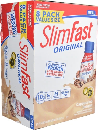 SlimFast Original RTD Shake Substituto Refeição Cappuccino Delight 325mL (8 Garrafas) - Oferta Online