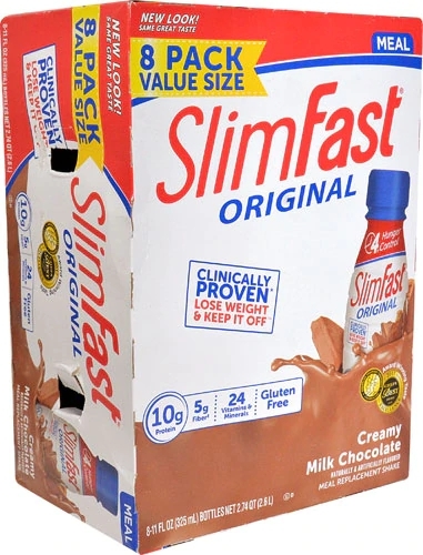 SlimFast Original Shake Substituto de Refeição Pronto para Beber Chocolate ao Leite Cremoso 8x325ml - Melhor Preço