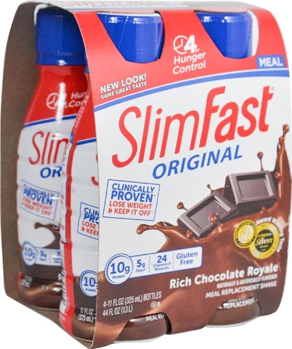 SlimFast Original Shake Substituto de Refeição Sabor Rich Chocolate Royale (4 Garrafas de 325mL) - Melhor Preço
