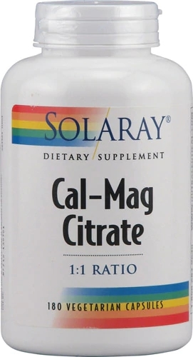 Solaray Cal-Mag Citrate 180 Cápsulas Vegetarianas: Otimize Sua Saúde Óssea e Bem-Estar