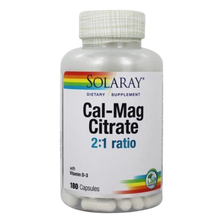 Solaray Cal-Mag Citrate 2:1 Ratio with Vitamin D3 -- 180 Capsules