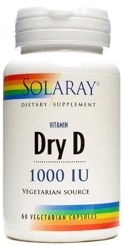 Solaray Vitamina D Seca 1000 IU - 60 Cápsulas Vegetarianas - Saúde Óssea e Imunidade