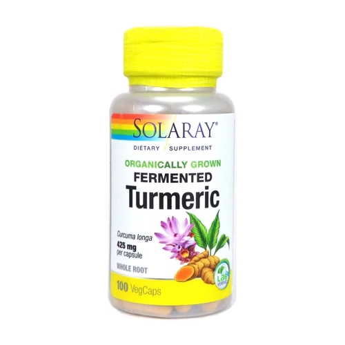 Solaray Cúrcuma Fermentada 425mg VegCaps - 100 Cápsulas Vegetais - Saúde e Bem-Estar