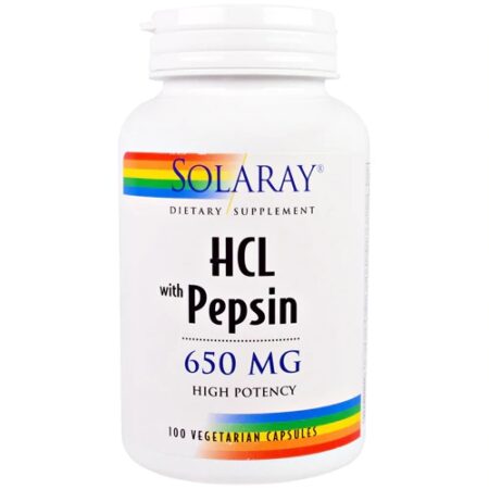 Solaray HCL with Pepsin -- 650 mg - 100 Vegetarian Capsules