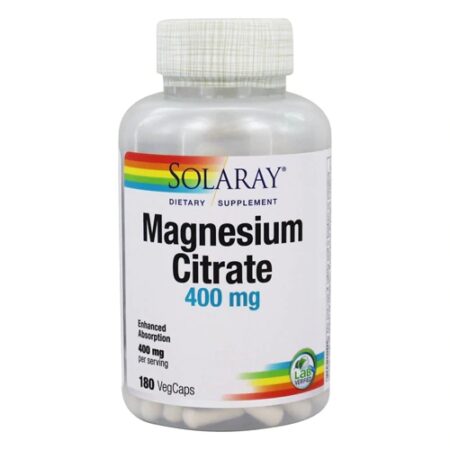 Solaray Magnesium Citrate Dietary Supplement -- 400 mg - 180 VegCaps