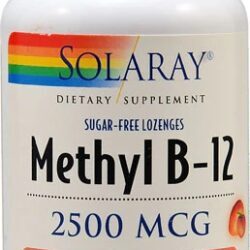 Solaray Metil B12 Sabor Manga e Pêssego Zero Açúcar - 2500mcg - 60 Pastilhas