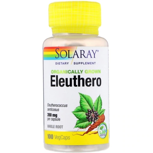 Solaray Eleuthero Orgânico Cultivado - 700mg por Dose - 100 VegCaps