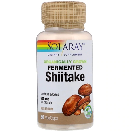 Solaray Cogumelo Shiitake Fermentado Orgânico - 60 Cápsulas Veganas de 500mg