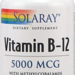 Solaray Vitamina B12 Lozenge Cereja Preta 5000 mcg - 30 Pastilhas - Energia e Bem-Estar