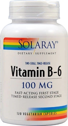 Solaray Vitamina B6 100mg – 120 Cápsulas Vegetarianas: Essencial para seu Bem-Estar