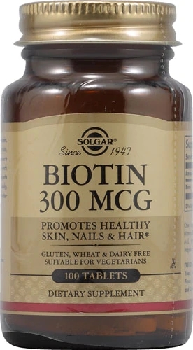 Solgar Biotina 300mcg - 100 Comprimidos: Cabelos, Pele e Unhas Saudáveis