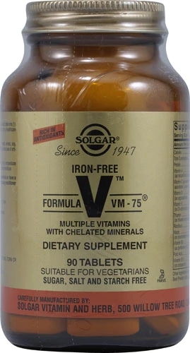 Solgar Formula VM-75® Ferro-Free: Multivitamínico Completo com 90 Tablets para Saúde Integral