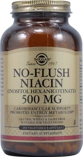 Solgar No-Flush Niacin 500mg - 250 Cápsulas Vegetais: Vitamina B3 Pura Sem Rubor