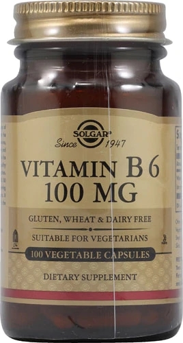 Solgar Vitamina B6 100mg - 100 Cápsulas Vegetais: Essencial para Energia e Bem-Estar