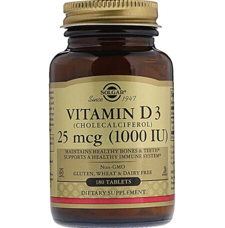 Solgar Vitamin D3 Cholecalciferol -- 25 mcg - 180 Tablets