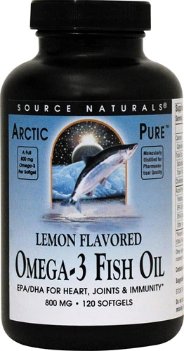 Source Naturals ArcticPure® Ômega-3 Óleo de Peixe Limão 800mg - 120 Cápsulas Gelatinosas