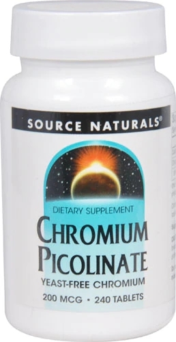 Source Naturals Picolinato de Cromo 200mcg - 240 Comprimidos - Suporte ao Metabolismo e Bem-Estar