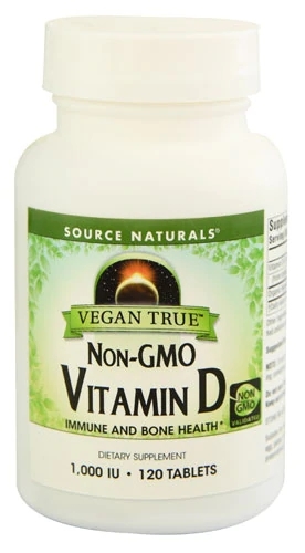 Source Naturals Vegan True™ Vitamina D 1000 IU - 120 Tabletes - Vegano e Não OGM