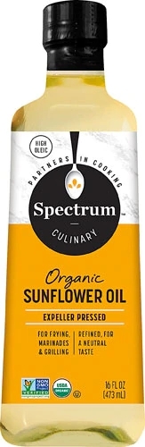 Óleo de Girassol Orgânico Spectrum High Heat - 473ml (16 fl oz) - Ideal para Cozinhar em Altas Temperaturas