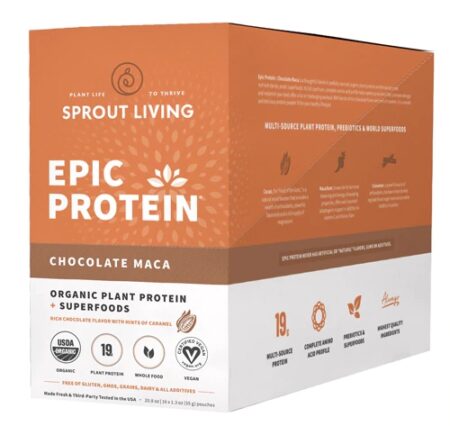 Sprout Living Epic Organic Plant-Based Protein® Chocolate Maca -- 16 Packets