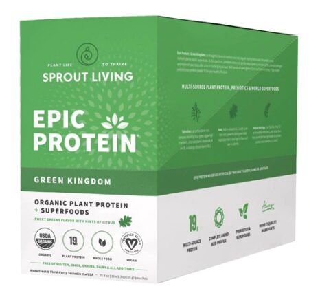 Sprout Living Epic Organic Plant-Based Protein® Green Kingdom -- 16 Packets